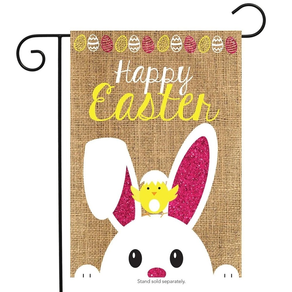 Briarwood Lane 12.5 x 18 Premium Burlap Garden Flag Happy Easter Bunny w/ Chick